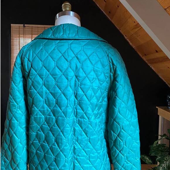 Vintage Quilted Puffer Coat Green - Picture 5 of 6